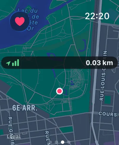 Ton parcours: La force du GPS et la carte, enregistrées dans Santé.